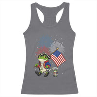 Funny Patriotic Frog Racerback Tank Top Celebrating 250 Years Of Freedom