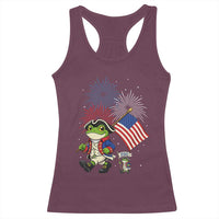Funny Patriotic Frog Racerback Tank Top Celebrating 250 Years Of Freedom