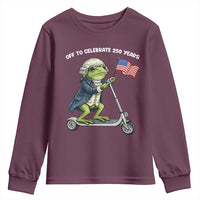 Funny Patriotic Frog Youth Sweatshirt Off To Celebrate 250 Years Of Freedom