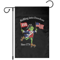 Funny Patriotic Frog Garden Flag Rolling Into 250 Years Of Liberty