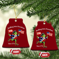 Funny Patriotic Frog Ceramic Ornament Rolling Into 250 Years Of Liberty