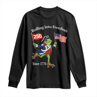 Funny Patriotic Frog Long Sleeve Shirt Rolling Into 250 Years Of Liberty