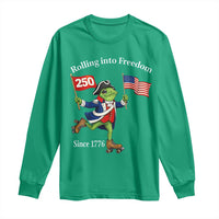 Funny Patriotic Frog Long Sleeve Shirt Rolling Into 250 Years Of Liberty