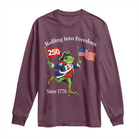 Funny Patriotic Frog Long Sleeve Shirt Rolling Into 250 Years Of Liberty