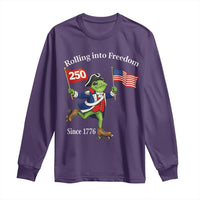 Funny Patriotic Frog Long Sleeve Shirt Rolling Into 250 Years Of Liberty