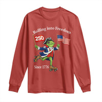 Funny Patriotic Frog Long Sleeve Shirt Rolling Into 250 Years Of Liberty