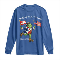 Funny Patriotic Frog Long Sleeve Shirt Rolling Into 250 Years Of Liberty