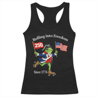 Funny Patriotic Frog Racerback Tank Top Rolling Into 250 Years Of Liberty