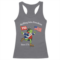 Funny Patriotic Frog Racerback Tank Top Rolling Into 250 Years Of Liberty
