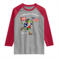 Funny Patriotic Frog Raglan Shirt Rolling Into 250 Years Of Liberty