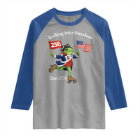 Funny Patriotic Frog Raglan Shirt Rolling Into 250 Years Of Liberty