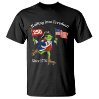 Funny Patriotic Frog T Shirt Rolling Into 250 Years Of Liberty