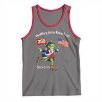 Funny Patriotic Frog Tank Top Rolling Into 250 Years Of Liberty