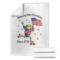 Funny Patriotic Frog Throw Blanket Rolling Into Freedom Since 1776