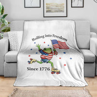 Funny Patriotic Frog Throw Blanket Rolling Into Freedom Since 1776