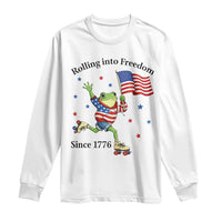 Funny Patriotic Frog Long Sleeve Shirt Rolling Into Freedom Since 1776