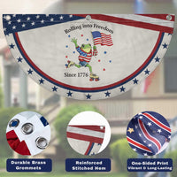 Funny USA 250th Anniversary Frog Patriotic Fan Flag Rolling Into Freedom Since 1776