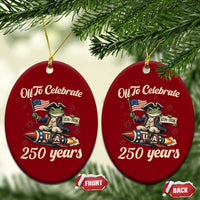 Funny Frog Off To Celebrate 250 Years Of Freedom Ceramic Ornament Patriotic Gift
