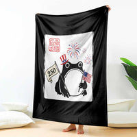 Funny Patriotic Grumpy Frog 250th Anniversary USA Throw Blanket