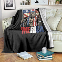 Funny Patriotic Bigfoot Merica Rock Throw Blanket USA 250th Anniversary