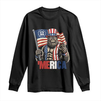 Funny Patriotic Bigfoot Merica Rock Long Sleeve Shirt USA 250th Anniversary