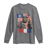 Funny Patriotic Bigfoot Merica Rock Long Sleeve Shirt USA 250th Anniversary