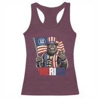 Funny Patriotic Bigfoot Merica Rock Racerback Tank Top USA 250th Anniversary