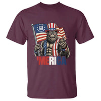 Funny Patriotic Bigfoot Merica Rock T Shirt USA 250th Anniversary