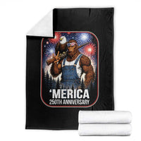 Funny Bigfoot America 250 Years Of American Freedom Throw Blanket