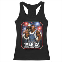Funny Bigfoot America 250 Years Of American Freedom Racerback Tank Top