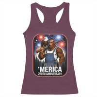 Funny Bigfoot America 250 Years Of American Freedom Racerback Tank Top