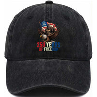Funny Patriotic Bigfoot Washed Cotton Baseball Cap 250 Years Of American Freedom