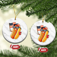 Funny Patriotic Hotdog Ceramic Ornament USA 250th Anniversary