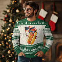 Funny Patriotic Hotdog Ugly Christmas Sweater USA 250th Anniversary