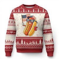 Funny Patriotic Hotdog Ugly Christmas Sweater USA 250th Anniversary