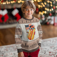 Funny Patriotic Hotdog Ugly Christmas Sweater USA 250th Anniversary