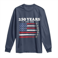 American Flag Fighter Jets Long Sleeve Shirt USA 250 Years Of Freedom