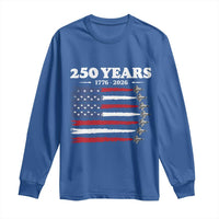 American Flag Fighter Jets Long Sleeve Shirt USA 250 Years Of Freedom