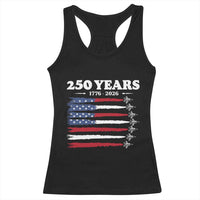 American Flag Fighter Jets Racerback Tank Top USA 250 Years Of Freedom