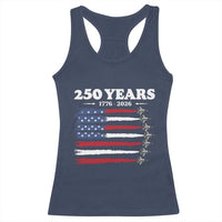 American Flag Fighter Jets Racerback Tank Top USA 250 Years Of Freedom