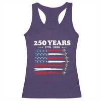 American Flag Fighter Jets Racerback Tank Top USA 250 Years Of Freedom