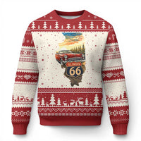 Route Highway 66 Illinois State Pride Ugly Christmas Sweater Mother Road Travel Gift