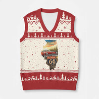 Route Highway 66 Illinois State Pride V-Neck Knit Sweater Vest Mother Road Travel Gift