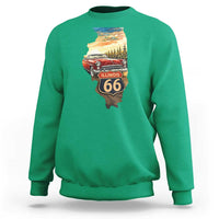 Route Highway 66 Illinois State Pride Sweatshirt Mother Road Travel Gift
