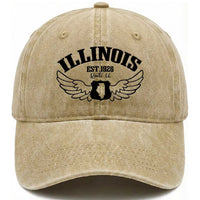 Illinois Route Highway 66 Souvenir Washed Cotton Baseball Cap Open Road Adventure
