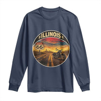 Illinois Route Highway 66 Motorcycle Long Sleeve Shirt Road Trip Adventure
