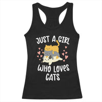 Just A Girl Who Loves Cats Racerback Tank Top Cute Kittens Pet Lover - Wonder Print Shop