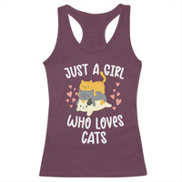 Just A Girl Who Loves Cats Racerback Tank Top Cute Kittens Pet Lover - Wonder Print Shop