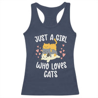 Just A Girl Who Loves Cats Racerback Tank Top Cute Kittens Pet Lover - Wonder Print Shop