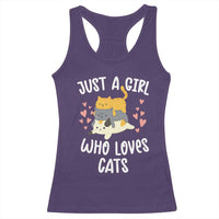 Just A Girl Who Loves Cats Racerback Tank Top Cute Kittens Pet Lover - Wonder Print Shop